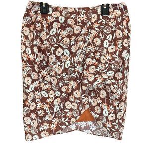 The Westside Zuri Draped Ruffle Miniskirt in Brown Print New With Tags Size Smal